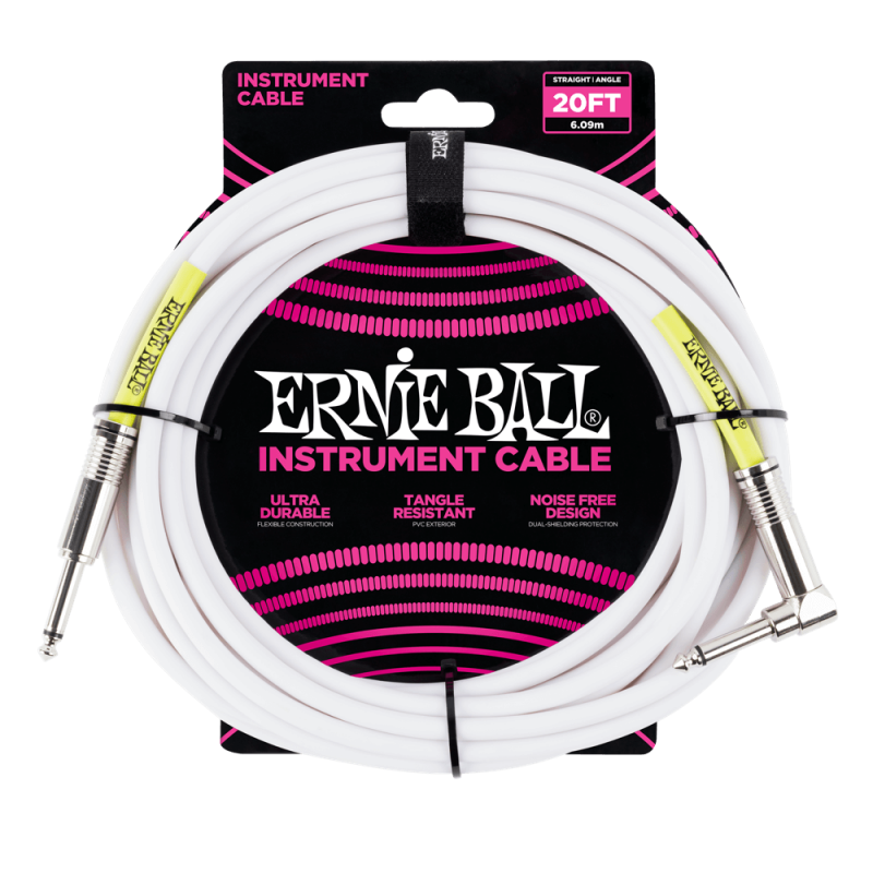 Ernie Ball 6047 Kabel instrumentalny prosty/kątowy 6.09 m