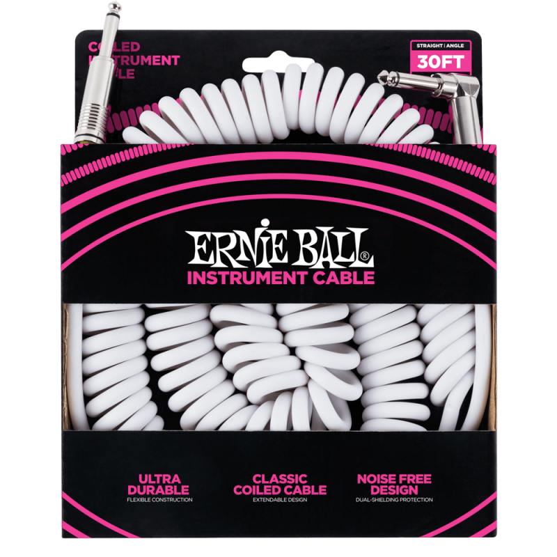 Ernie Ball 6045 Kabel instrumentalny spiralny prosty/kątowy 9.14 m