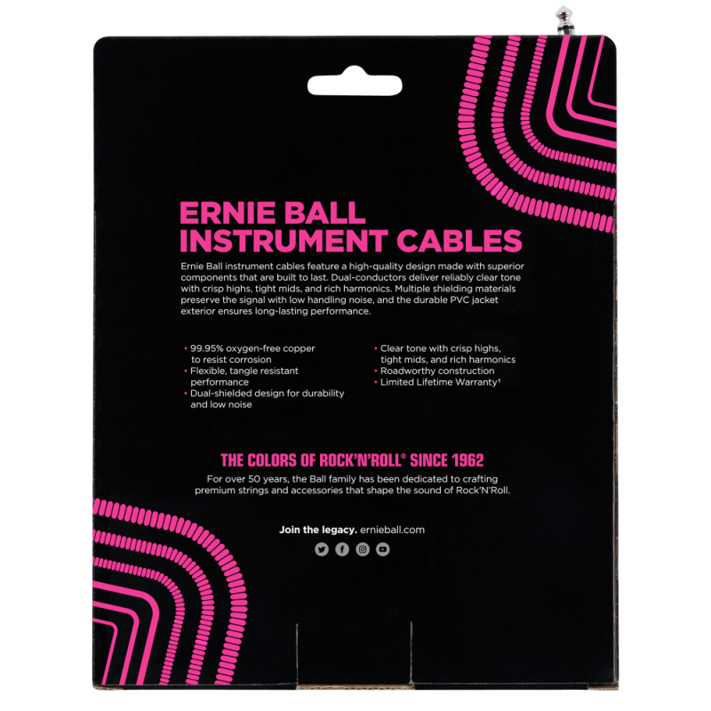 Ernie Ball 6045 Kabel instrumentalny spiralny prosty/kątowy 9.14 m