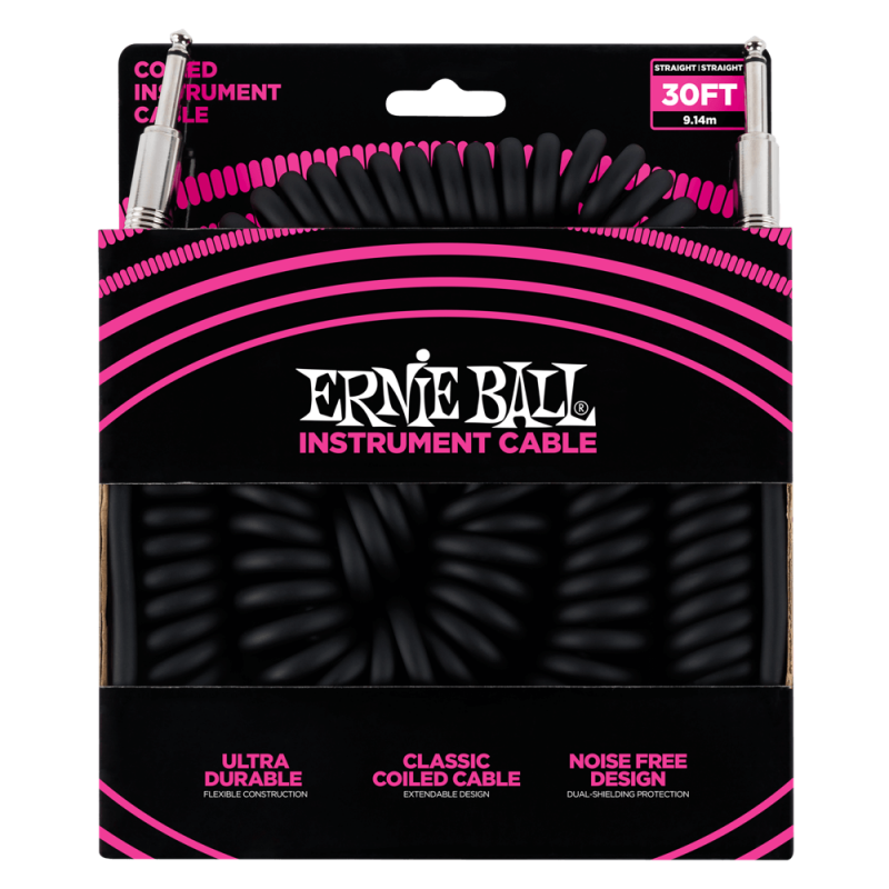 Ernie Ball 6044 Kabel instrumentalny spiralny prosty/prosty 9.14 m