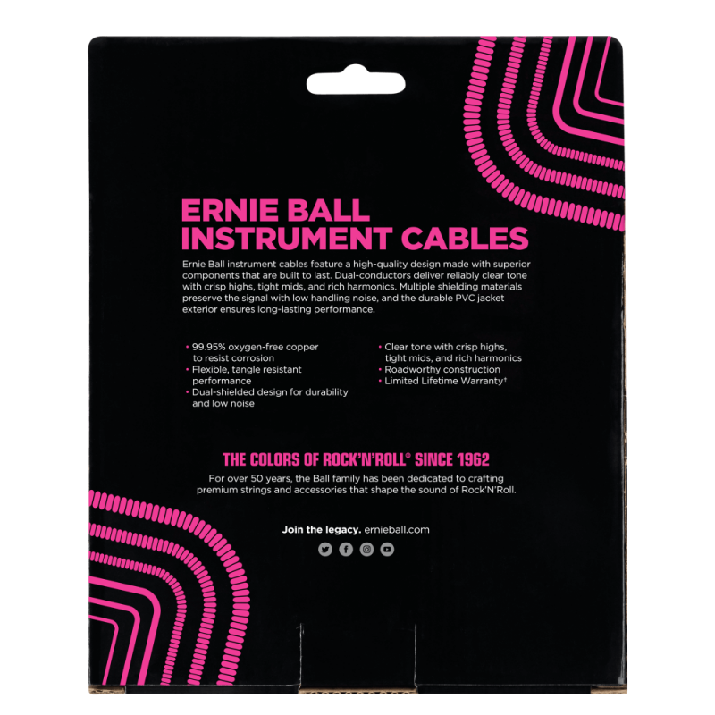 Ernie Ball 6044 Kabel instrumentalny spiralny prosty/prosty 9.14 m