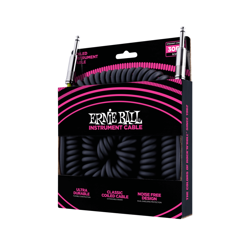 Ernie Ball 6044 Kabel instrumentalny spiralny prosty/prosty 9.14 m
