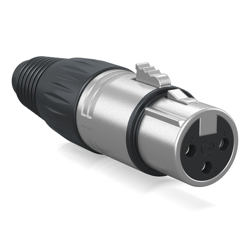 Behringer X3F-SR XLR 3-pin żeński, srebrny - 1 - Złącza, wtyki, przejściówki - Behringer X3F-SR – złącze XLR żeńskie w metalowej