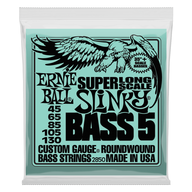 Ernie Ball EB2850 - struny do gitary basowej - 1 - Struny basowe - Zestaw 5 strun do gitary basowej z serii SLINKY NICKEL ROUNDW
