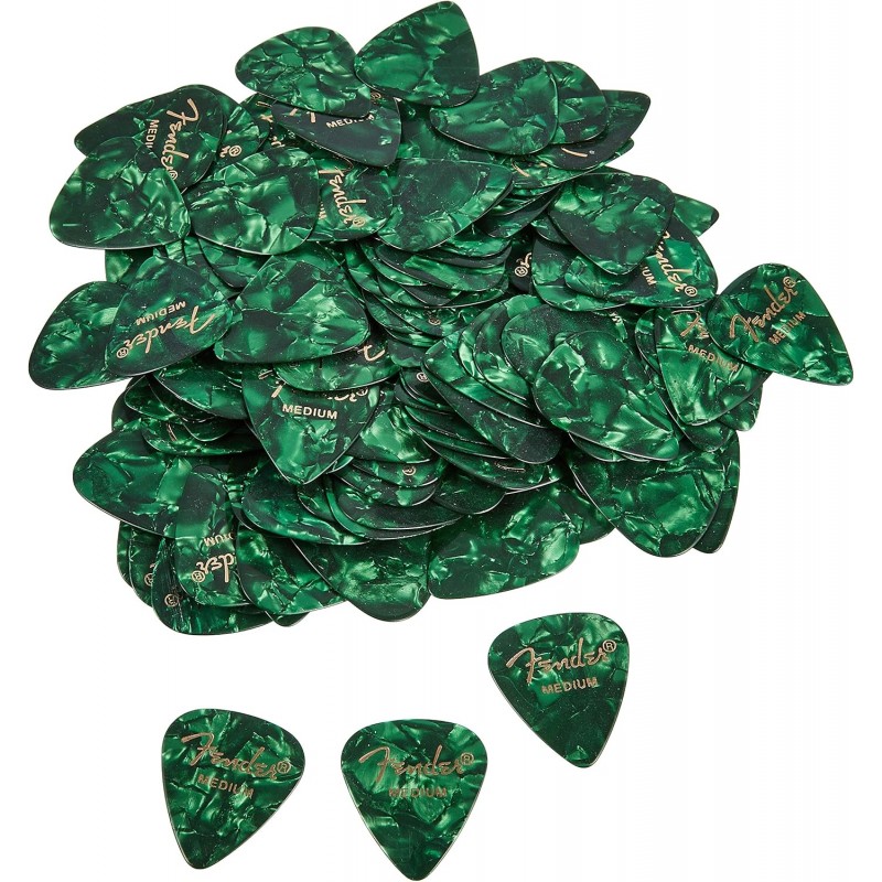 Fender Premium Celluloid Shape Picks, Medium, Green Moto, 144-Pack - kostka gitarowa 1 sztuka - 1 - Kostki gitarowe - Premium Ce