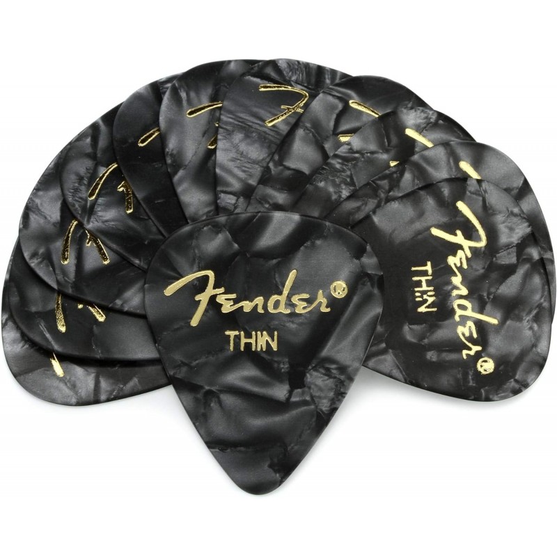 Fender Premium Celluloid 351 Shape Picks, Thin, Black Moto - kostki gitarowe 144 sztuk - 1 - Kostki gitarowe - Premium Celluloid