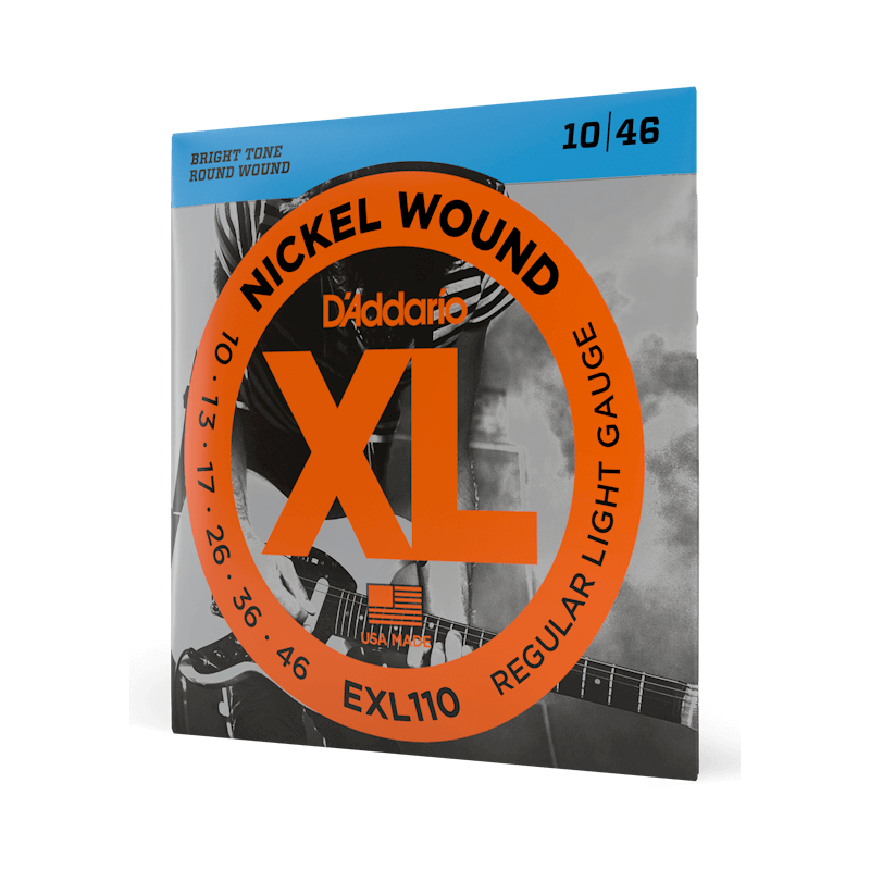 Struny D'Addario EXL110 do gitary elektrycznej w zestawie korbka + tuner + 6 kostek + pojemnik