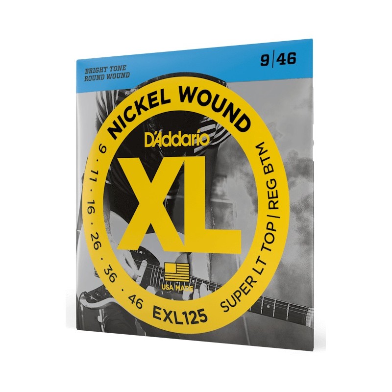 Struny D'Addario EXL125 do gitary elektrycznej w zestawie korbka + tuner + 6 kostek + pojemnik