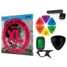 Struny D'Addario EXL145 do gitary elektrycznej w zestawie korbka + tuner + 6 kostek + pojemnik