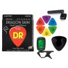 Struny DR DSE 9-46 do gitary elektrycznej w zestawie korbka + tuner + 6 kostek + pojemnik