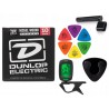 Struny Dunlop do gitary elektrycznej w zestawie korbka + tuner + 6 kostek + pojemnik