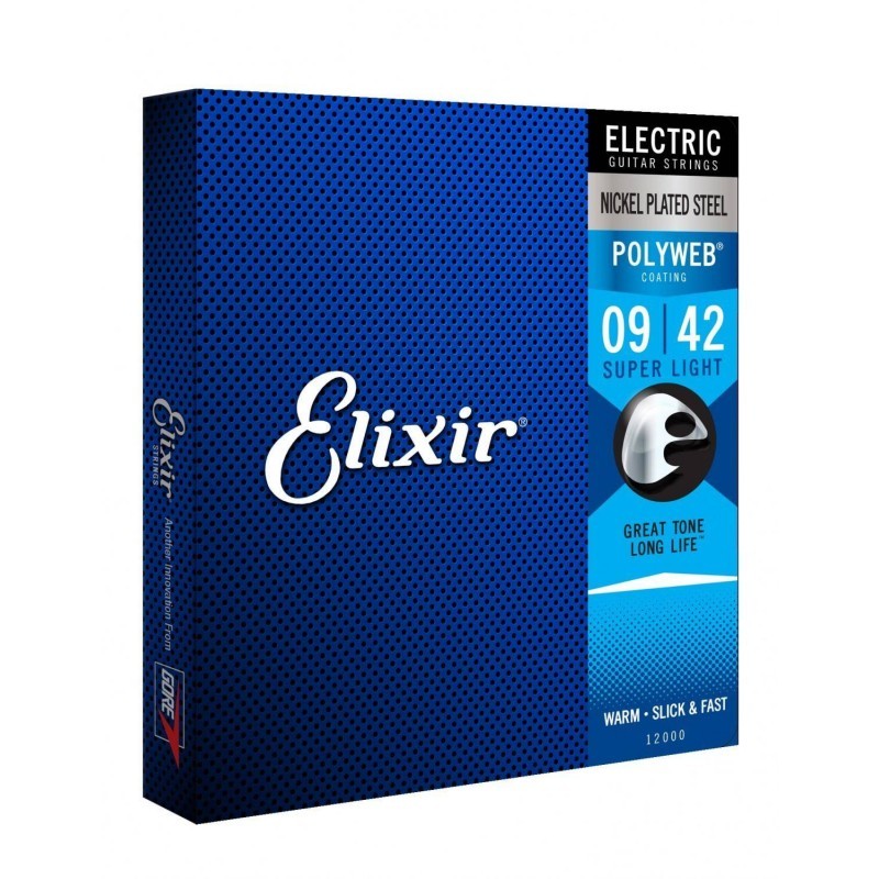 Struny Elixir 12000 do gitary elektrycznej w zestawie korbka + tuner + 6 kostek + pojemnik