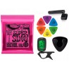 Struny Ernie Ball 2223 do gitary elektrycznej w zestawie korbka + tuner + 6 kostek + pojemnik