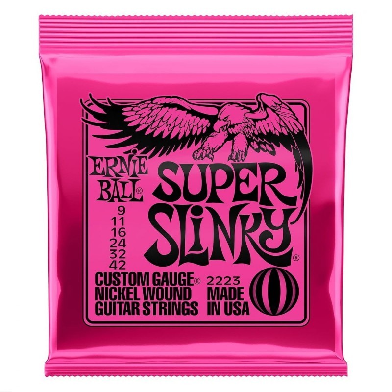 Struny Ernie Ball 2223 do gitary elektrycznej w zestawie korbka + tuner + 6 kostek + pojemnik