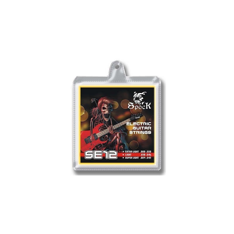 Struny Spock SE12 do gitary elektrycznej w zestawie korbka + tuner + 6 kostek + pojemnik