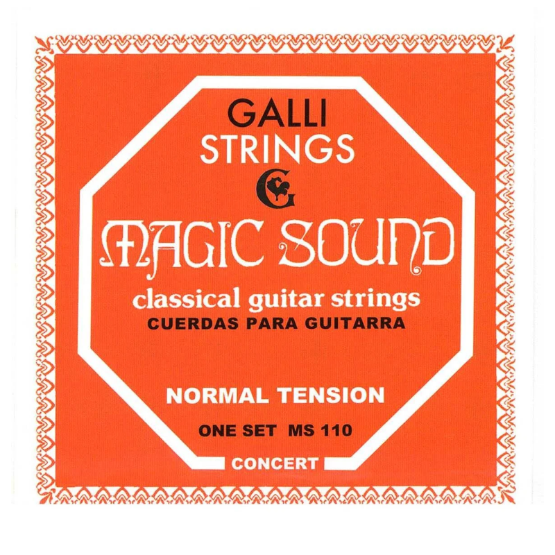 Struny Galli Strings MS110 do gitary klasycznej w zestawie korbka + tuner + 6 kostek + pojemnik