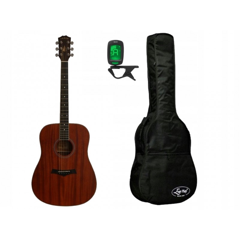 Gitara akustyczna Arrow Silver MH + pokrowiec + tuner - zestaw gitarowy