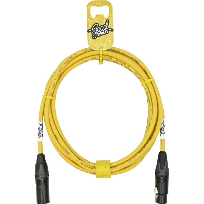 GoodDrut GDY XMXF 15 - Kabel mikrofonowy XLR-M x XLR-F żółty - 15m