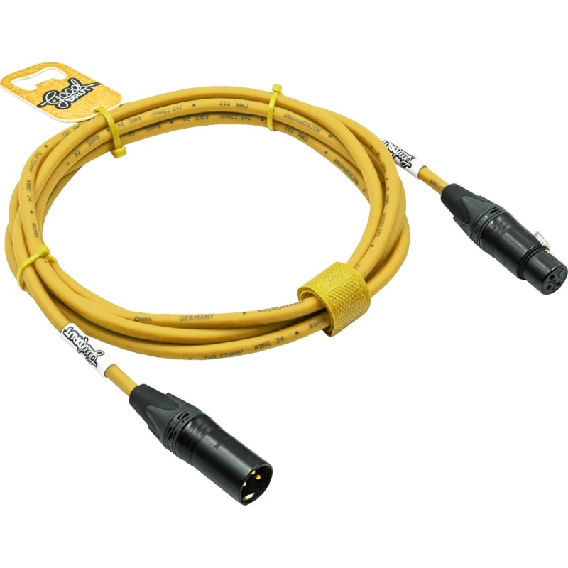 GoodDrut GDY XMXF 3 - Kabel mikrofonowy XLR-M x XLR-F żółty - 3m