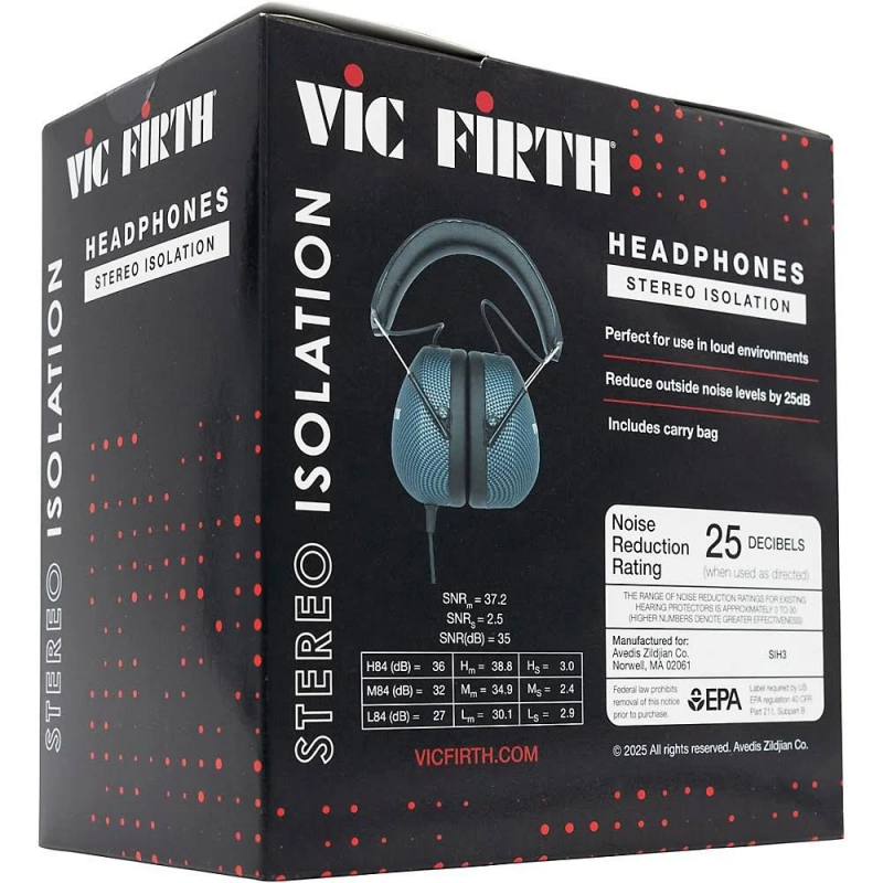 VIC FIRTH SIH3 - słuchawki perkusyjne izolacyjne - 6 - Dla perkusisty - Vic Firth SIH3 to profesjonalne słuchawki perkusyjne, kt