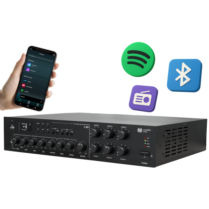 Laudio MultiTask 480W WiFi - Wzmacniacz strefowy 100V - 1 - Wzmacniacze instalacyjne - Laudio MultiTask 480W WiFi - Wzmacniacz s
