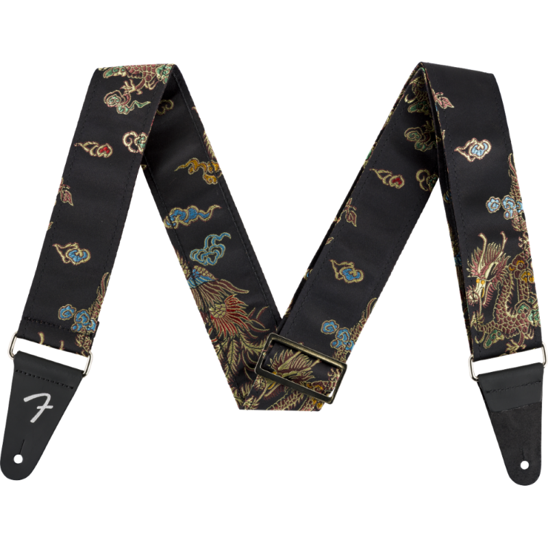 Fender Satin Dragon Strap, Black Pasek gitarowy - 1 - Pasy, paski - Dodaj elegancji swoim występom dzięki paskom Satin Dragon St