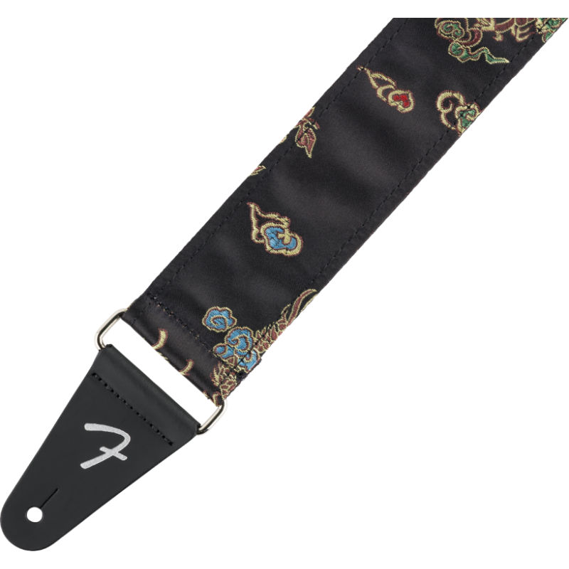 Fender Satin Dragon Strap, Black Pasek gitarowy - 2 - Pasy, paski - Dodaj elegancji swoim występom dzięki paskom Satin Dragon St
