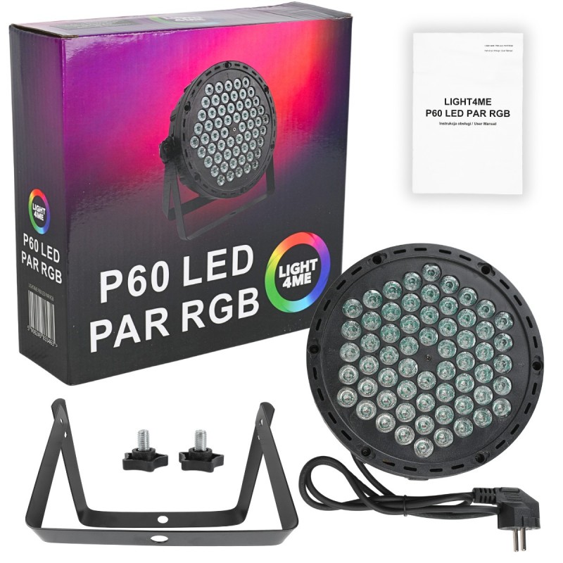 Light4Me P60 LED PAR RGB - Reflektor sceniczny efekt oświetleniowy 60x0,9W LED