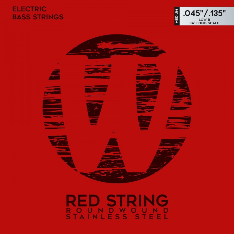 Warwick Red Strings Bass String Set, Stainless Steel - 5-String, Medium, .045-.135 Struny do basu - 1 - Struny basowe - Warwick 
