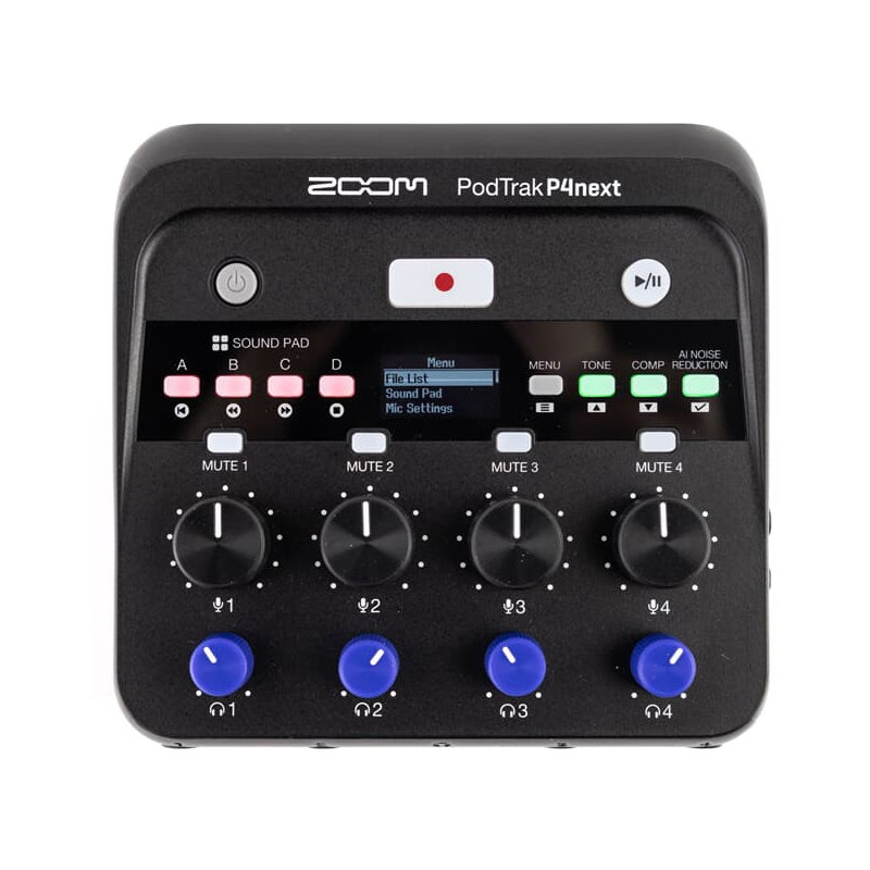 Zoom PodTrak P4next rejestrator do podcastów - 1 - Rejestratory - Rejestrator do podcastów Zoom PodTrak P4next oferuje 4 wejścia