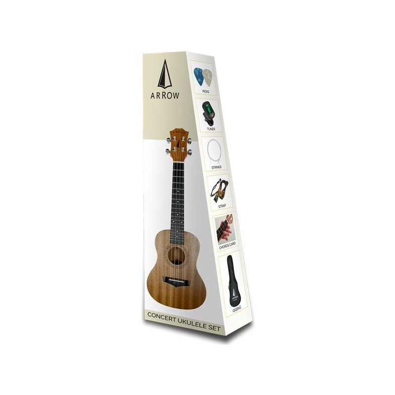 Arrow MH10 Sapele Set - Ukulele koncerowe z zestawem akcesoriów