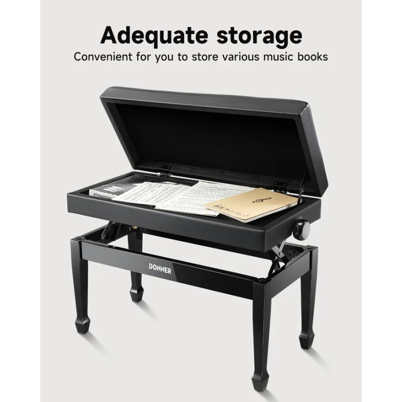 DONNER EC7164 Duet Adjustable Height Two Seater Ława do pianina na dwie osoby - 6 - Siedziska, Ławy - 