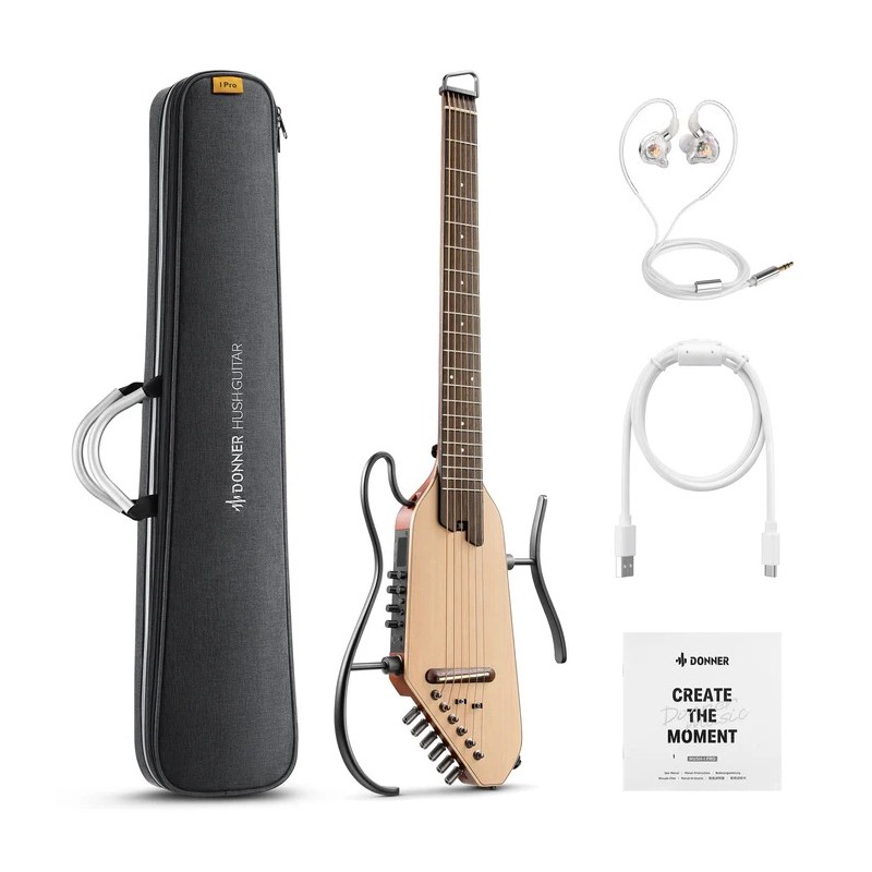 Donner EC6866 HUSH-I PRO Guitar Natural Spruce Gitara elektryczna - 1 - Gitary elektryczne - 