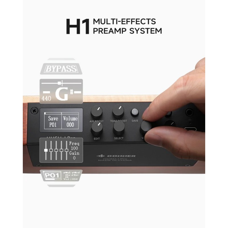 Donner EC6866 HUSH-I PRO Guitar Natural Spruce Gitara elektryczna - 10 - Gitary elektryczne - 