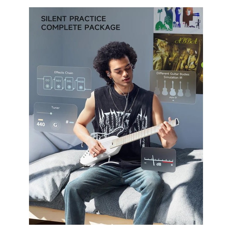 Donner HUSH-I PRO White Gitara elektroakustyczna EC6868 - 9 - Gitary e-akustyczne - 