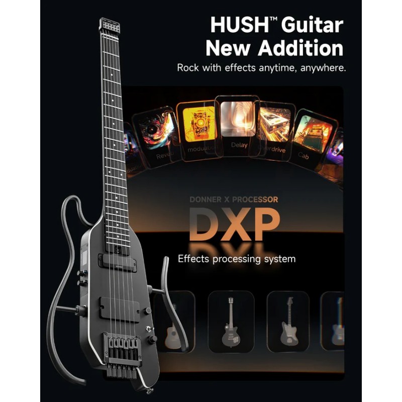 Donner HUSH-X PRO Black Gitara elektryczna - 3 - Gitary elektryczne - 