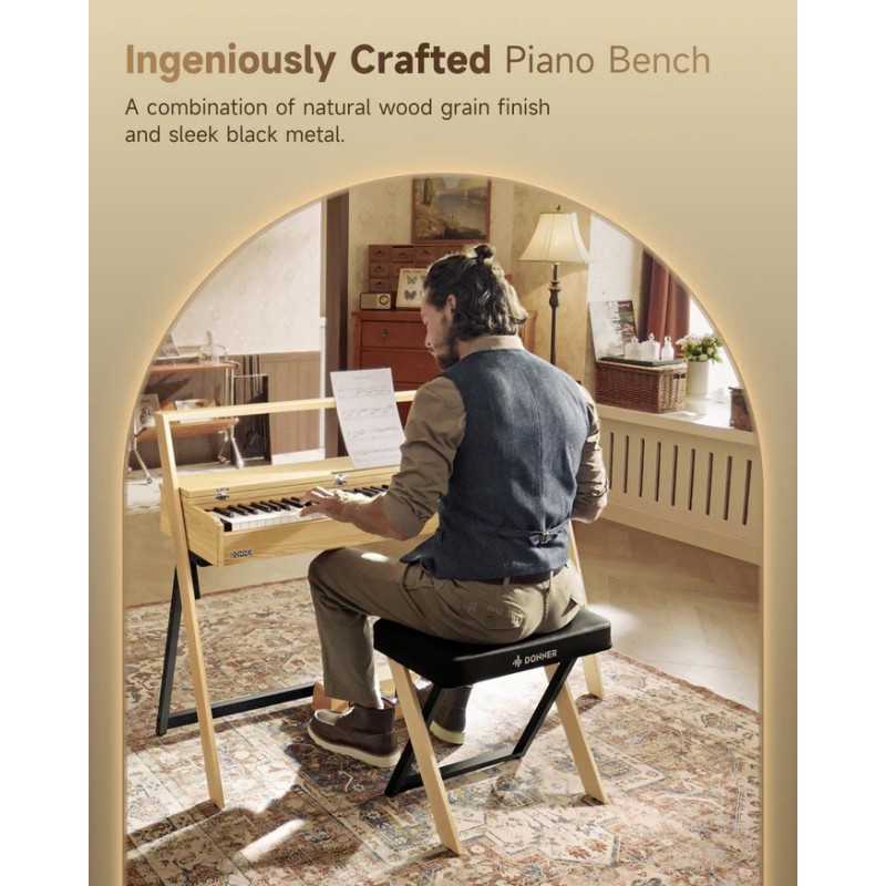 Donner DKB-300 Light Wood EC7087 Stołek do pianina R300 - 3 - Siedziska, Ławy - 