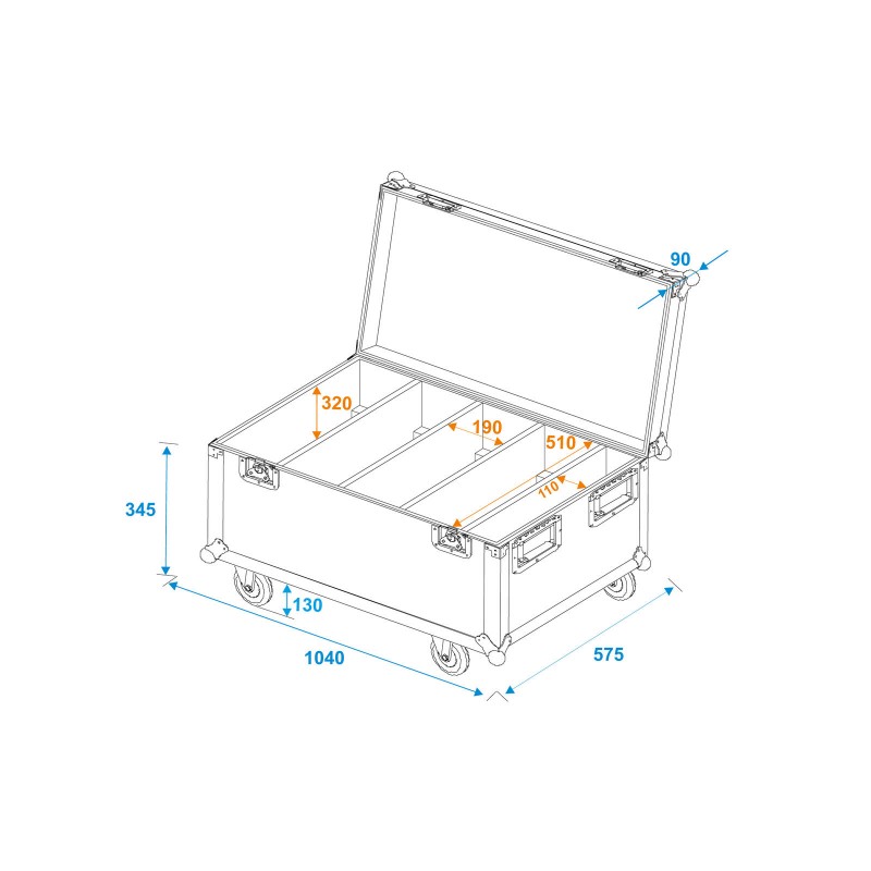 Roadinger skrzynia transportowa na 4x Multiflood IP 18x10W RGBW Wash CRMX