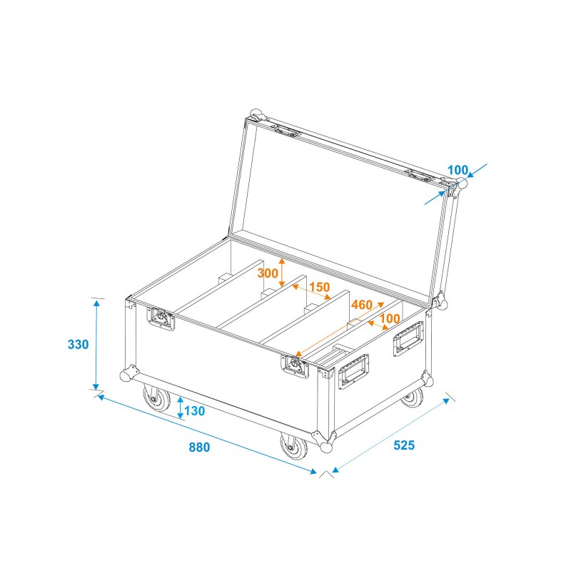 Roadinger skrzynia transportowa na 4x Multiflood IP 8x10W RGBW Wash