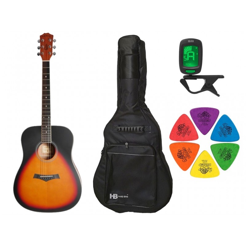 Gitara akustyczna Arrow Bronze SB + pokrowiec + tuner + kostki w zestawie