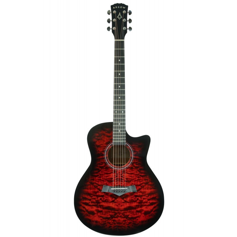 Gitara akustyczna Arrow Dune Red + pokrowiec + tuner + kostki w zestawie