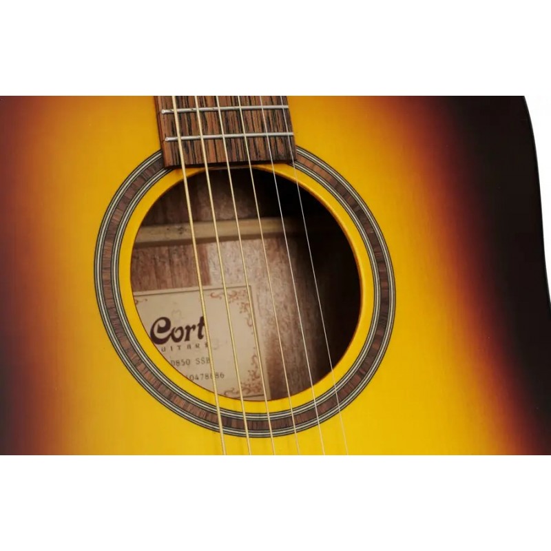 Cort AD850-SBB Gitara akustyczna - 3 - Gitary akustyczne - Gitara akustyczna Cort AD 850 Dreadnought ma top ze świerku, tył i bo