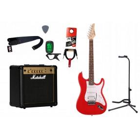 Gitara elektryczna Arrow ST211 Red + wzmacniacz 15W + kabel w zestawie