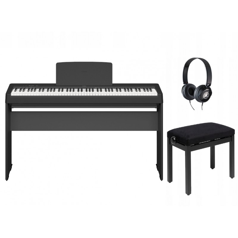 Pianino cyfrowe Yamaha P-145BT + statyw + ława + słuchawki w zestawie