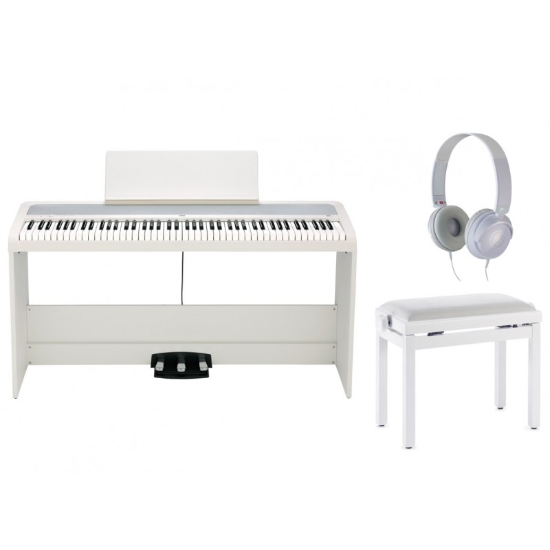 Pianino cyfrowe Korg B2+ SPWH + ława + słuchawki w zestawie