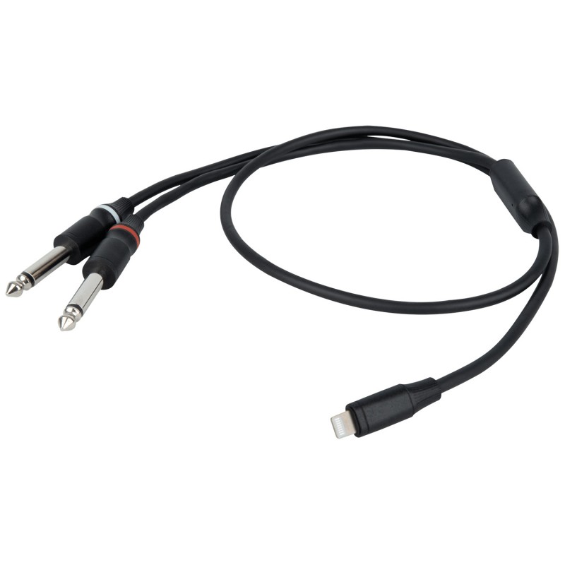 DAP Audio FL101 - Kabel Lightning - 2x mono Jack L/R 0.75m