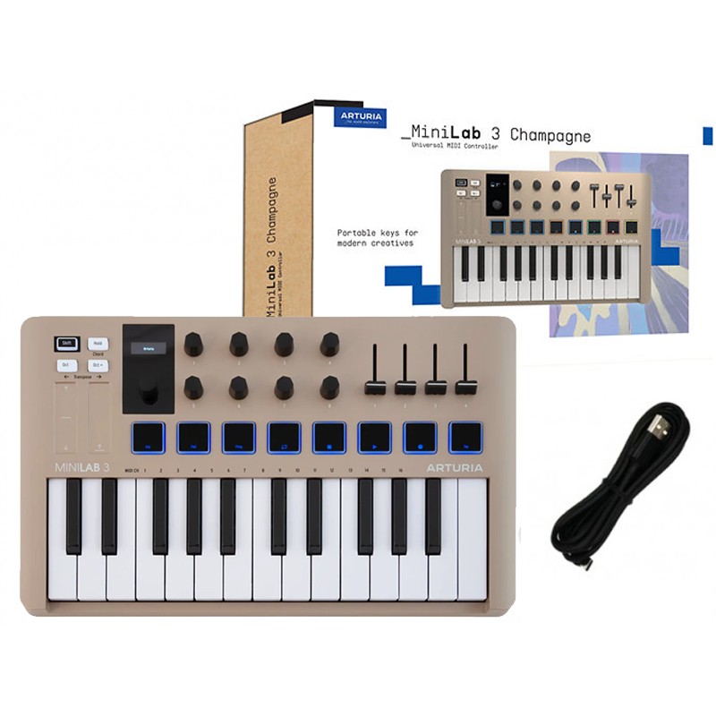 Arturia MiniLab 3 Champagne - kontroler MIDI - 1 - Klawiatury, Kontrolery MIDI - Arturia MiniLab 3 Champagne to kompaktowy kontr