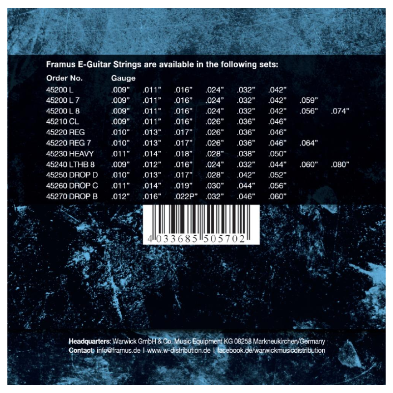 Framus 45210 CL Struny do gitary elektrycznej 009/046 - 2 - Struny gitarowe - Struny do gitary elektrycznej, zestaw 6-strunowy, 