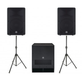 Zestaw nagłośnieniowy Yamaha, 2x kolumna DBR15, 1x subwoofer DXS18 SUB, 2x statyw, 2x kabel