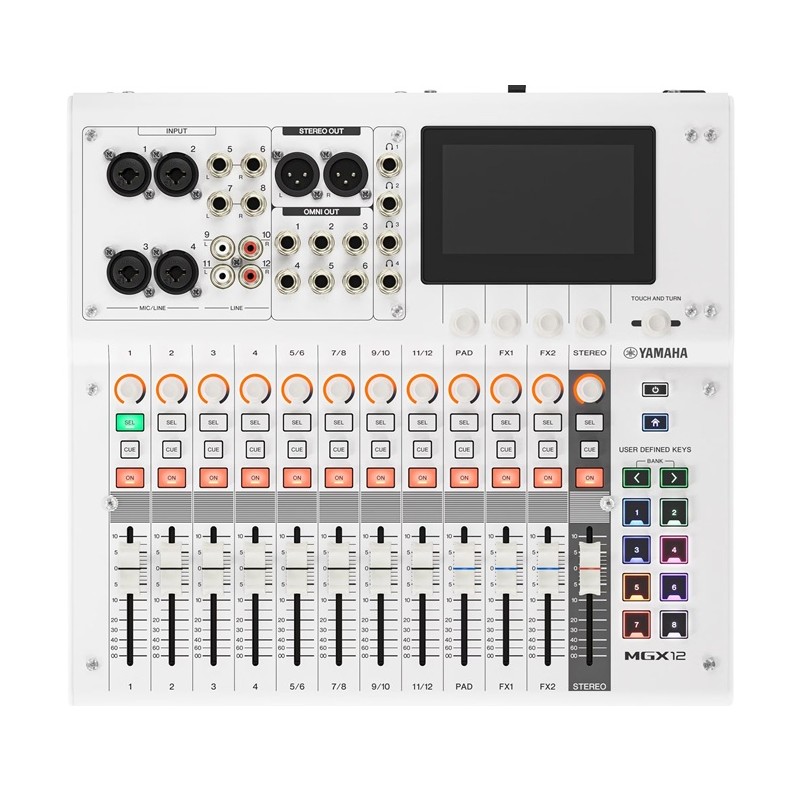 Yamaha MGX12, white Mikser cyfrowy - 1 - Miksery cyfrowe - Yamaha MGX12 White to nowoczesny mikser cyfrowy z 12 kanałami, wysoką
